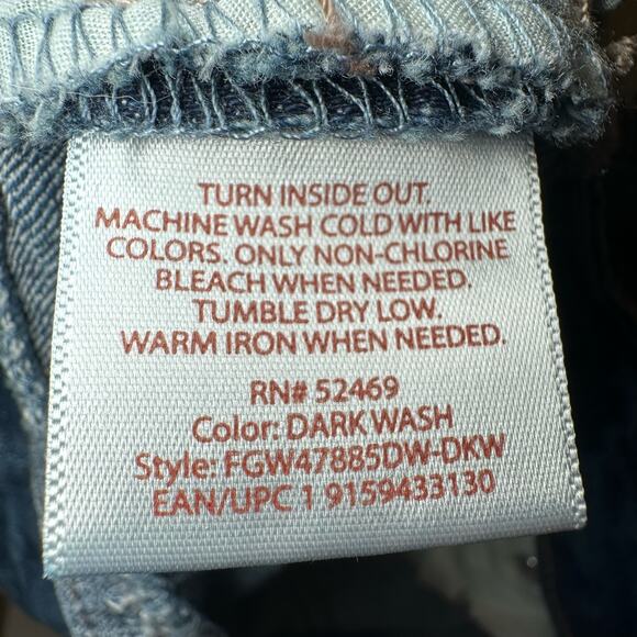 Faded Glory Distressed Patchwork Bohemian Slim Boot Dark Wash Jeans Sz 18W - Picture 5 of 6